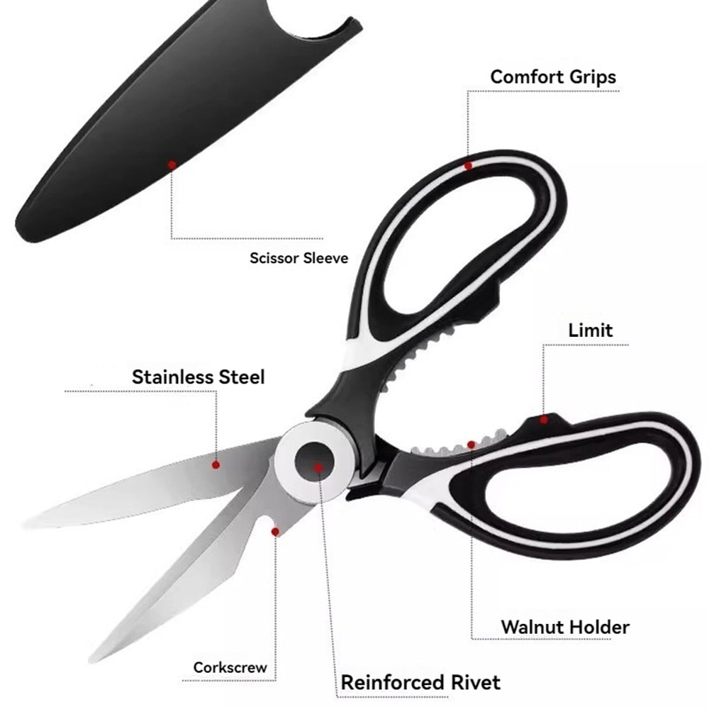 Heavy Duty Stainless Steel Kitchen Scissors With Cover For Chicken Fish And Meat 2