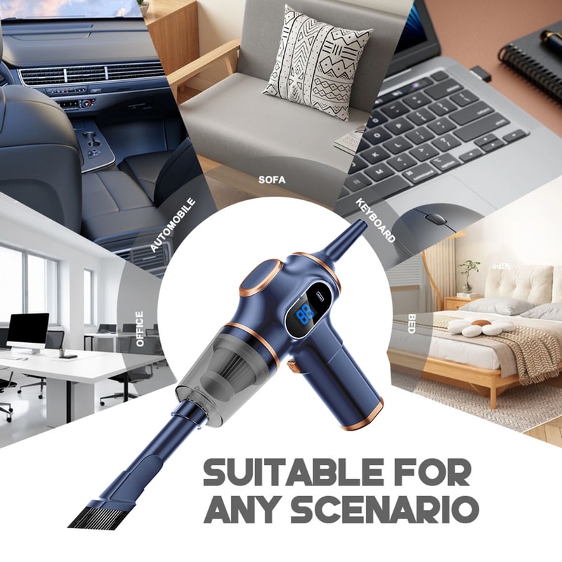 TurboClean Pro Cordless Car Vacuum Cleaner & Air Duster Portable Handheld Vacuum for Car & Home