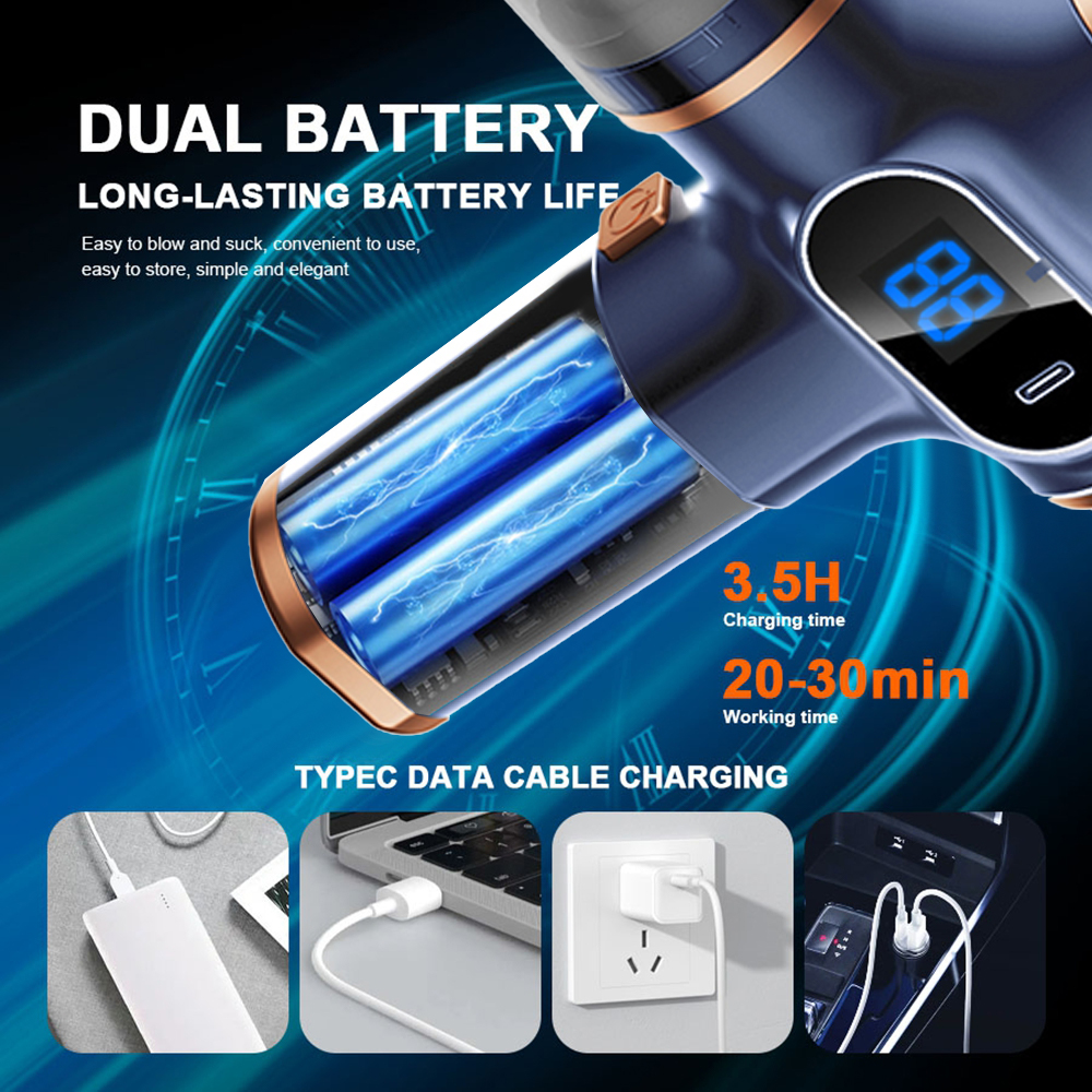 TurboClean Pro Cordless Car Vacuum Cleaner & Air Duster Portable Handheld Vacuum for Car & Home