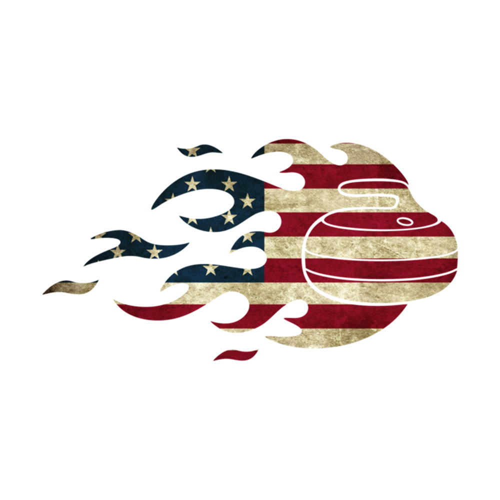 USA Curling Stone, cute USA Curling shirt, USA Curling Stone Distressed American Flag..png
