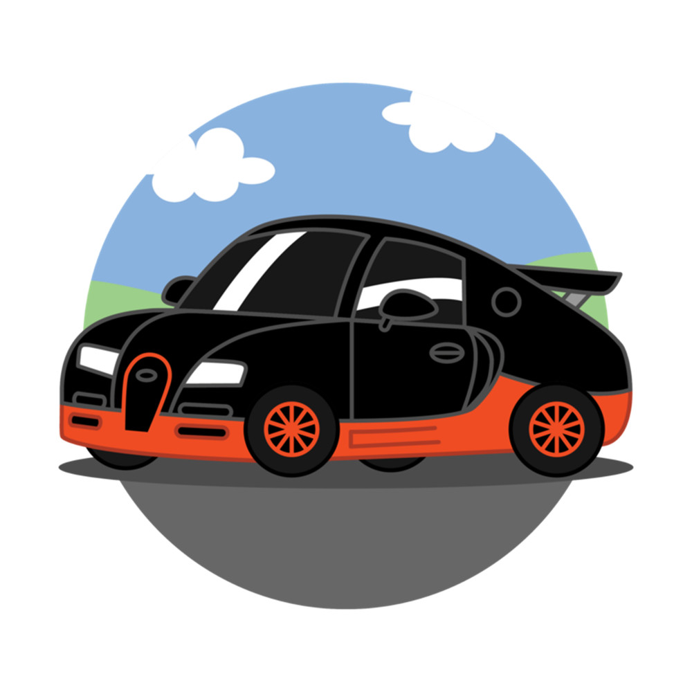 Hyper Car Cartoon (Black _amp_ Orange) .png