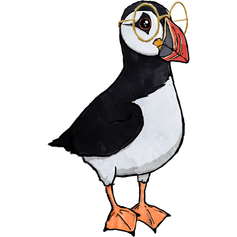 Nerdy Puffin with Glasses .png