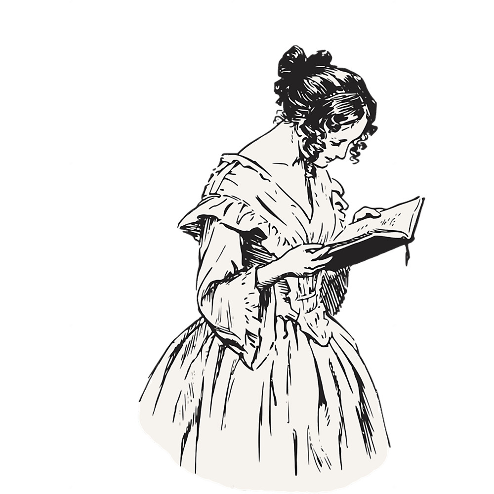 Dark academia women reading .png