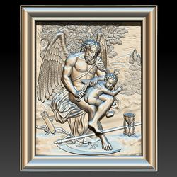 3D STL Model file Panel Chronos clipping Cupid's wings Fan art for CNC Router Engraver Carving