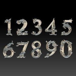 3D Model STL file Numbers with patterns for CNC Router and 3D printing