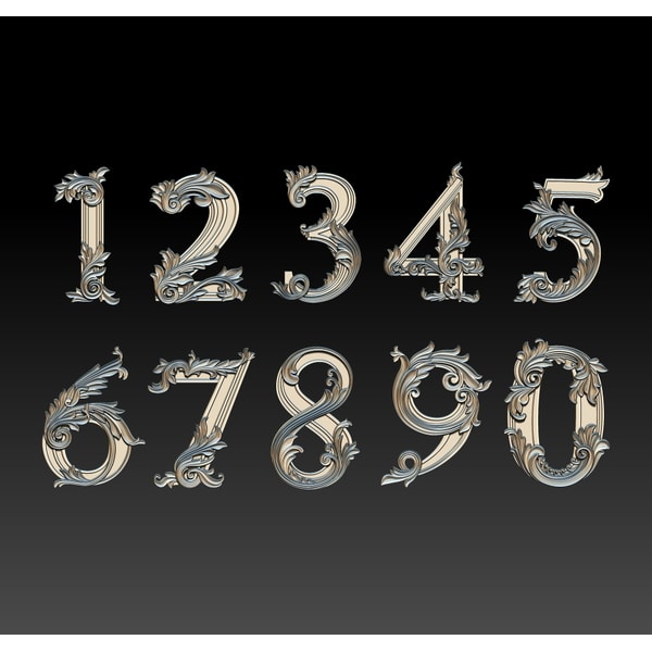 3D Model STL file Numbers with patterns for CNC Router and 3 - Inspire ...