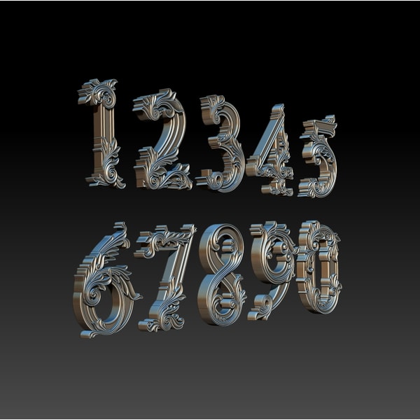 3D Model STL file Numbers with patterns for CNC Router and 3 - Inspire ...