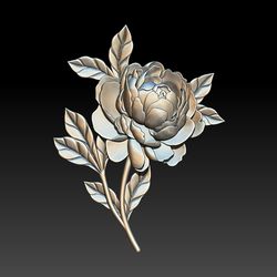3D Model STL file Bas-relief Peony Flower for CNC Router and 3D Printing