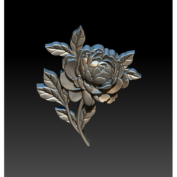 3D Model STL file Bas-relief Peony Flower
