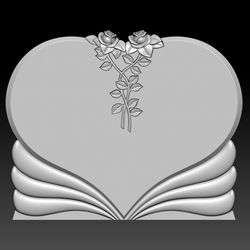3D Model STL file Gravestone Two roses and a heart for CNC Router