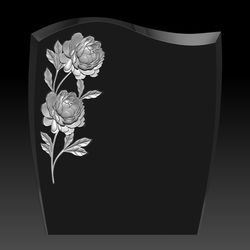 3D Model STL file Gravestone with flowers Peonies for CNC Router