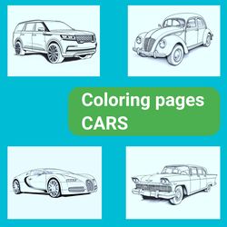 Cars Coloring Pages. Printable Coloring Pages Digital Page Instant Download