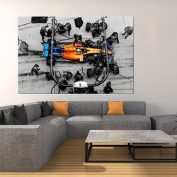 Formula 1 wall art Racing canvas print Multi panel canvas Man cave decor Pit stop Racing car wall decor Gift for him