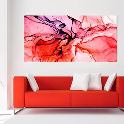 Red Abstract print Red Marble canvas art Abstract Marble decor Large canvas art Abstract Red painting Living room wall a