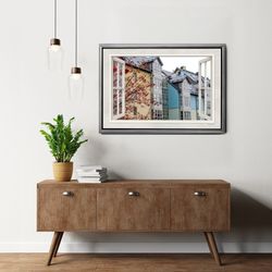 3d window view canvas art print, tallinn photography open window printed on canvas, ready to hang large canvas art print