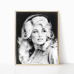 Dolly Parton Portrait Print Famous Iconic Country Music Singer Poster Black White Retro Vintage Photography Canvas Frame
