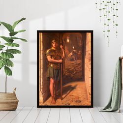 Edward John Poynter Faithful Unto Death Giclee Canvas Print Poster Framed Famous Oil Painting Roman Soldier Pompeii Vint