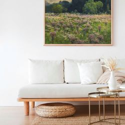 Summer Wildflower Meadow Spring Field Landscape Canvas Print Poster Frame Painting Wall Art Room Farmhouse Country Decor