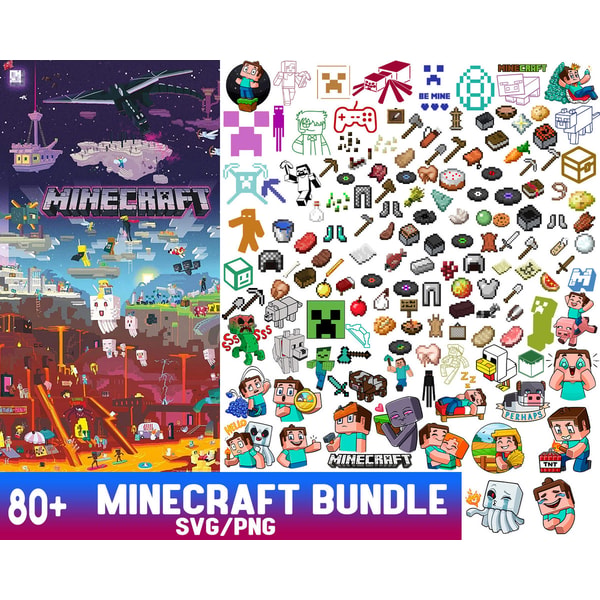 Minefactory Svg 80 Minecraft Bundle SVG,PNG, Minecraft Svg file Digital | Inspire Uplift