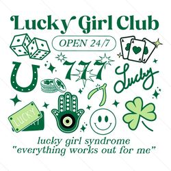 Retro Lucky Girl Club St Patricks Day SVG File Digital