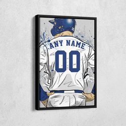 Personalized Jersey Custom Name and Number Canvas Wall Art Home Decor Framed Poster Man Cave Gift