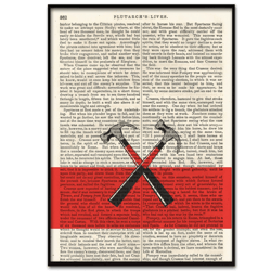 pink f poster, the wall art print on 1850 antique book page civil war