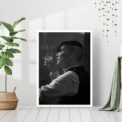 Peaky Blinders Black & White Photography Vintage Aesthetic Thomas Shelby TV Series Canvas Framed Gift for Him Wall Art D