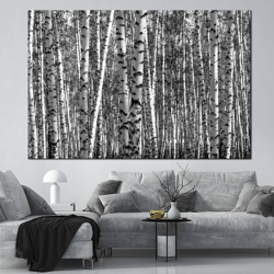 birch tree forest wall art canvas black white print nature wall art birch tree painting forest print large wall art livi