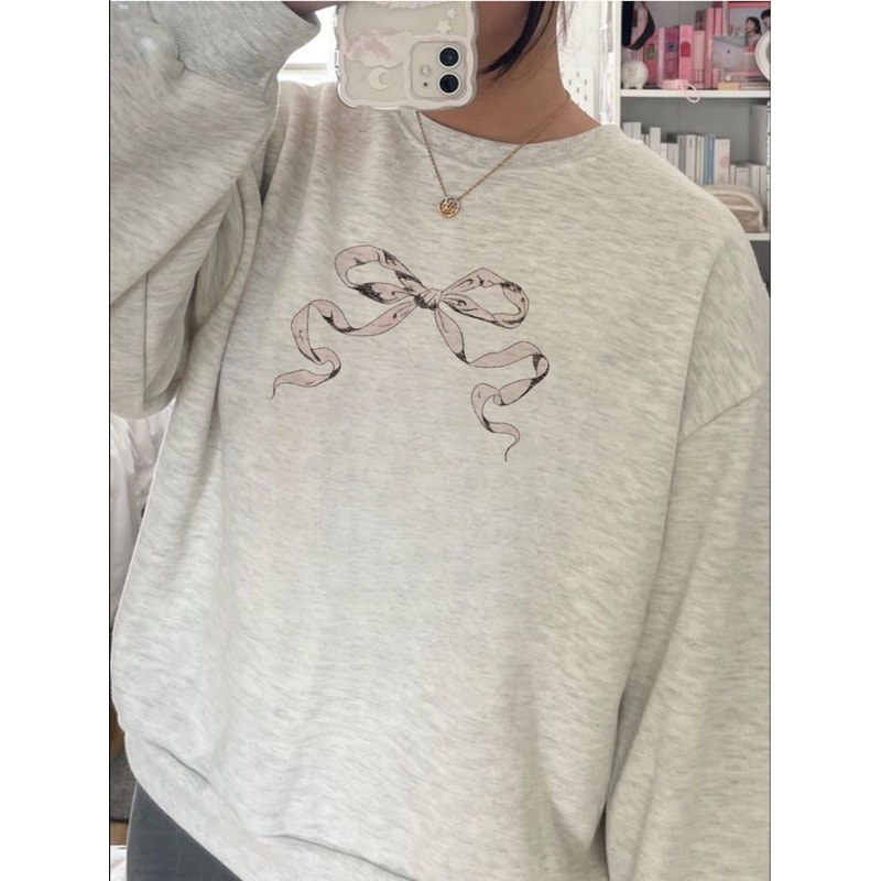 Coquette Bow Sweatshirt Comfort Colors Trendy Crewneck Sweatshirt Aesthetic Sweatshirt Gift For Daughter Gift For Her Trendy Bow Crewneck.jpg
