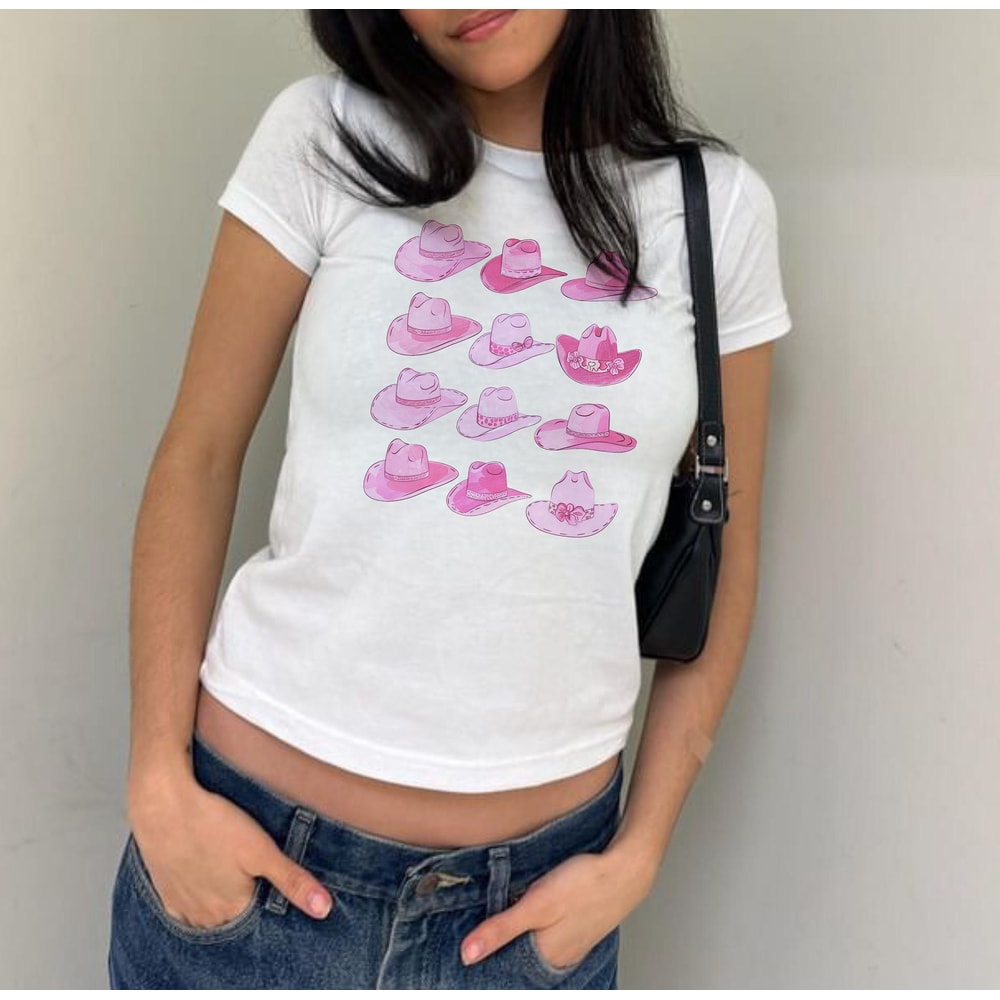 Cowgirl Hats Baby Tee Western Cowboy Hats Baby Tee Y2k Bachelorette Party Clothes Preppy Y2k Babytee Cowgirl Hat Shirt Yee Haw Shirt Rodeo.jpg
