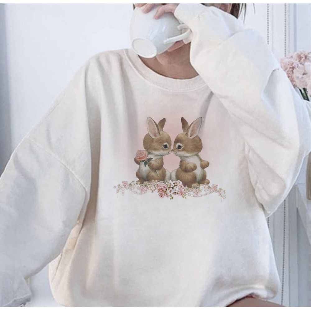 Easter Sweatshirt Comfort Colors Crewneck Cute Bunny Coquette Sweatshirt Trendy Cute Sweatshirt Animal Print Sweatshirt Bunny Sweatshirt.jpg