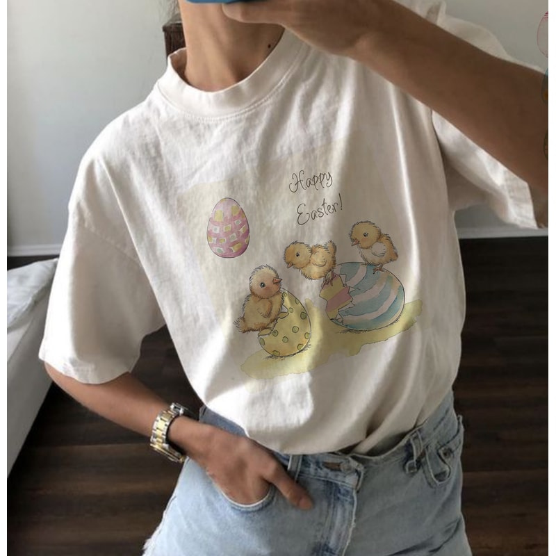 Easter T-Shirt Graphic Tees Comfort Colors Trendy Crewneck Easter Shirt Gift Easter Eggs Easter Bunny Tee Trendy Graphic Shirt Easter Gift.jpg