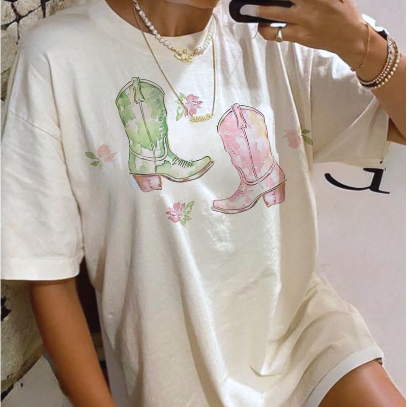 Graphic Tees For Women Cowboy Boots Graphic Tee Comfort Colors T-Shirt Western Shirt Cute Graphic Tee Women Aesthetic Shirt Trendy Crewneck.jpg
