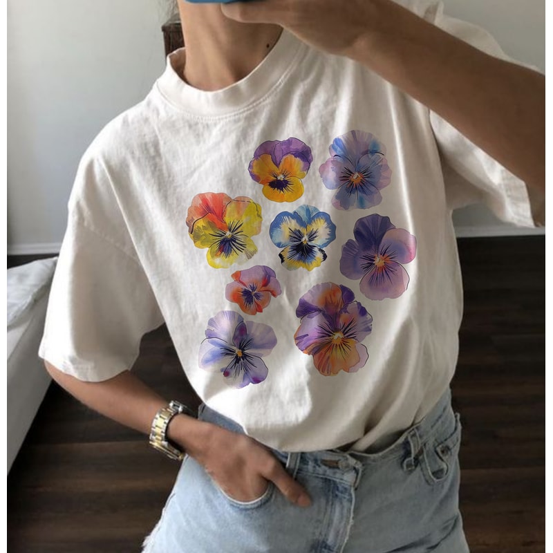 Graphic Tee Violet Flower Shirt Comfort Colors Shirt Graphic Tee For Women Aesthetic Shirt Flower Boho Tee Violet Shirt Crewneck Tee Trendy.jpg