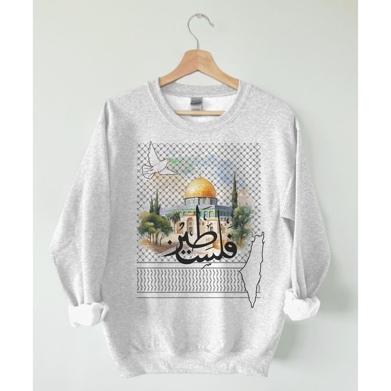Palestine Sweatshirt, Palestine Keffiyeh, Palestine Crewneck Sweatshirt, Al Quds Sweatshirt Palestine, Free Palestine Unisex Sweatshirt.jpg