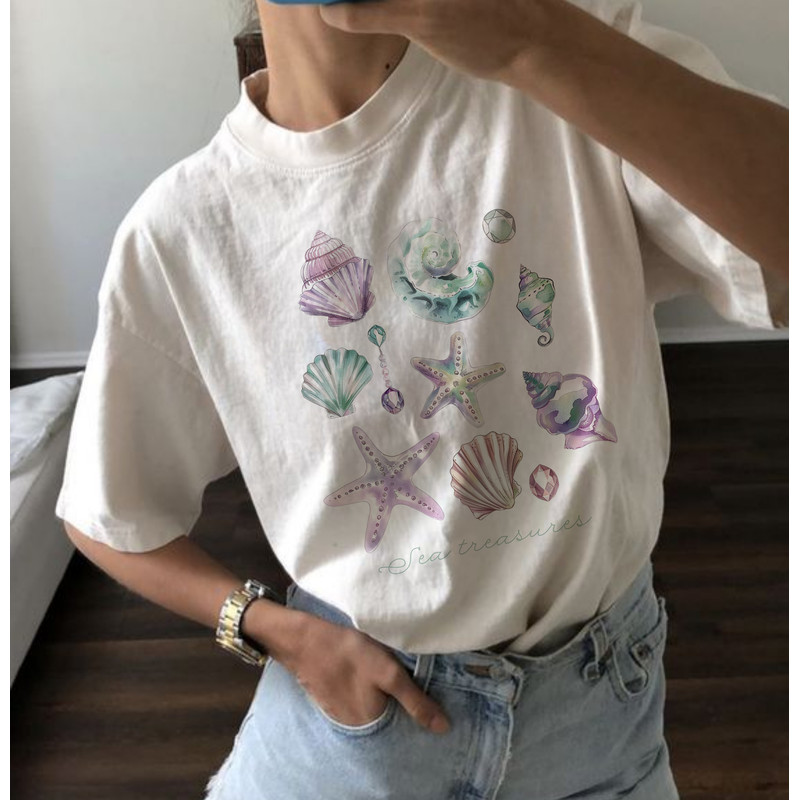 SeaShell Shirt Comfort Colors Tshirt Trendy Purple Shirt Woman Gift Mermaid Tee Seashell Shirt Sea Creatures Ocean Gift For Her Seashell Tee.jpg