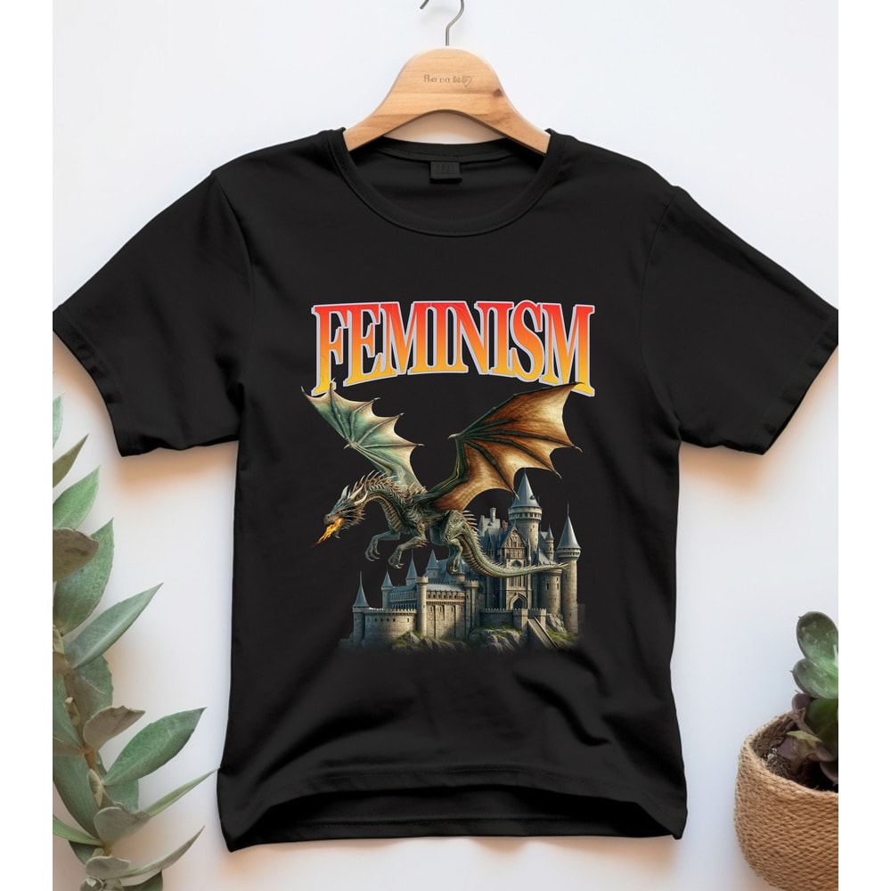 Feminism Dragon Fantasy T-Shirt, Comfort Colors Brand Feminism Dragon Shirt, Unisex Feminism Dragon Funny Tshirt, Gift.jpg