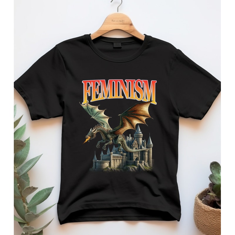 Feminism Dragon Fantasy T-Shirt, Comfort Colors Brand Feminism Dragon Shirt, Unisex Feminism Dragon Funny Tshirt, Gift.jpg