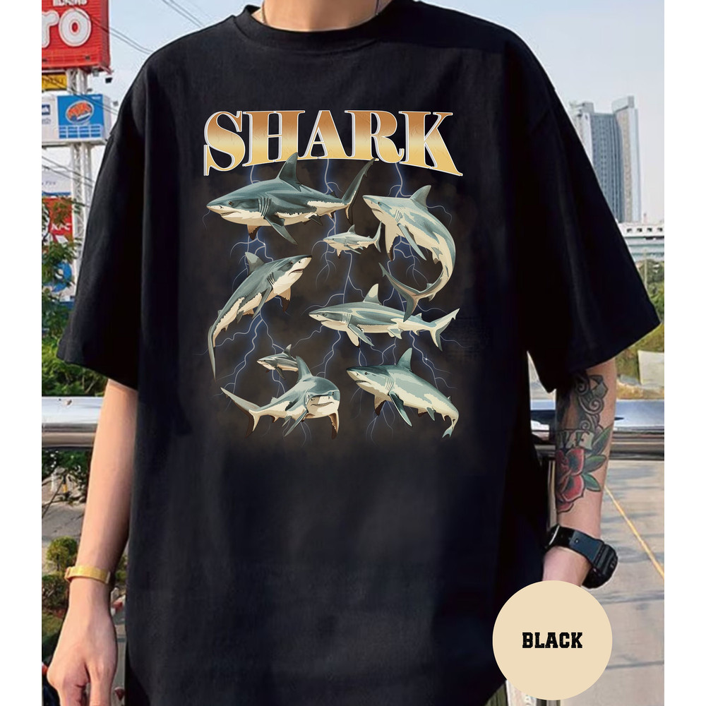Vintage 90s White Shark Bootlet Rap Tee Style Shirt, Retro Unisex Gift for White Shark Lover T-shirt.jpg