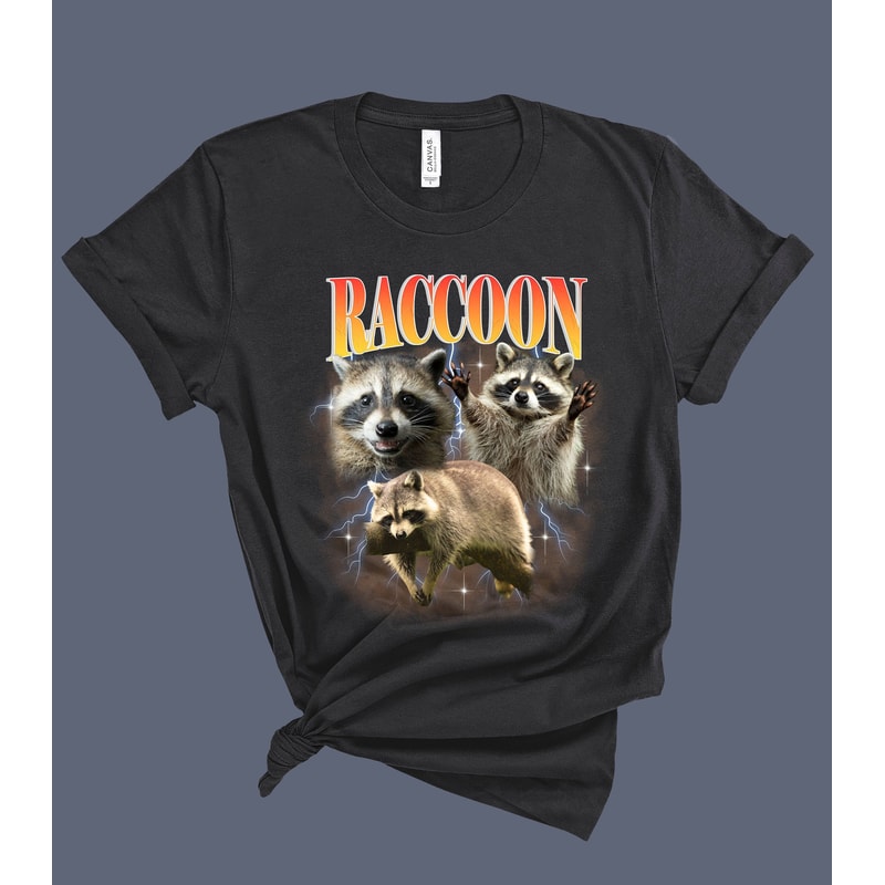 Vintage Raccoon Bootleg Rap Tee Style, 90s Retro Raccoon T-Shirt, Raccoon Lover Gift, Funny Raccoon Tee, Cute Raccoon Shirt Gift.jpg