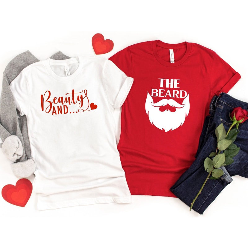 Beauty And The Beard Tees,Valentines Day Couples Shirts,His and Her Valentines Day Shirt,Anniversary Shirt,Valentine Shirt,Matching Couples.jpg