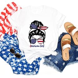 american girl 4th of july shirt, all american girl gifts for her independence day shirt, 4th of july gift independence d