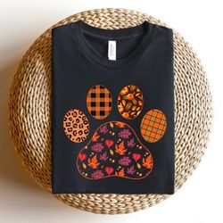 autumn leaves dog paw shirt, dog paw thanksgiving shirt, dog lover shirt, leopard thanksgiving sweatshirt, thanksgiving