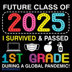 future class of 2025 i survived and passed 1st grade svg, birthday svg