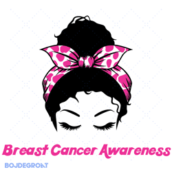 messy bun breast cancer awareness svg, trending svg