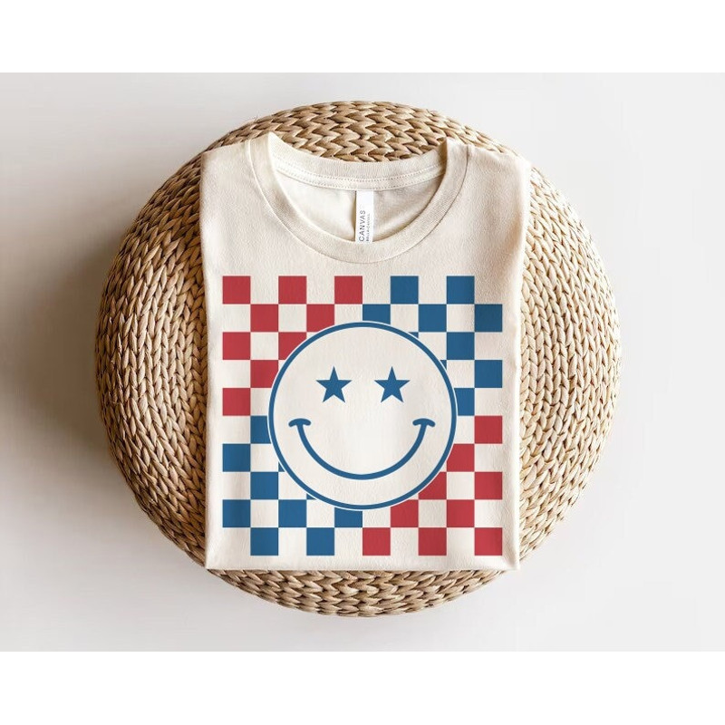 4th of July Retro Smiley SVG PNG, Retro Checkered, Independence Day svg, America svg, 4th of July svg,Retro 4th of July Svg, Sublimation png.jpg