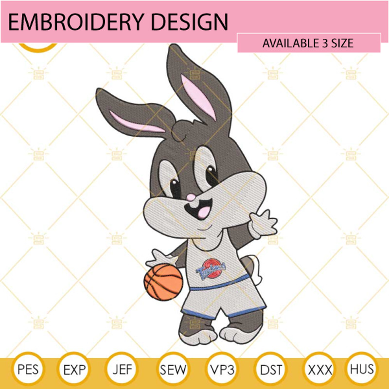 Baby Bugs Bunny Basketball Embroidery Designs, Baby Looney Tunes Embroidery Design File.jpg