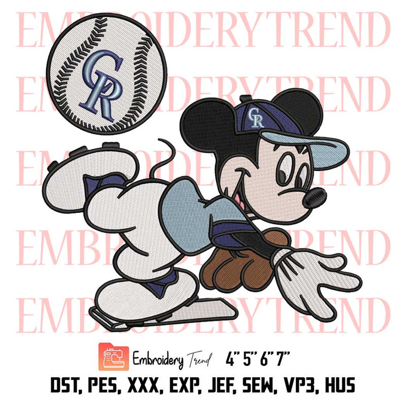 Baseball Colorado Rockies Mickey Embroidery, MLB Baseball Design File.jpg