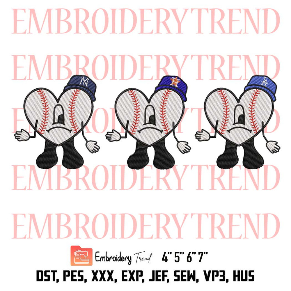 Baseball Logo MLB Bad Bunny Embroidery, Los Angeles Dodgers Embroidery, New York Yankees Embroidery, Houston Astros Embroidery, Embroidery Design File.jpg