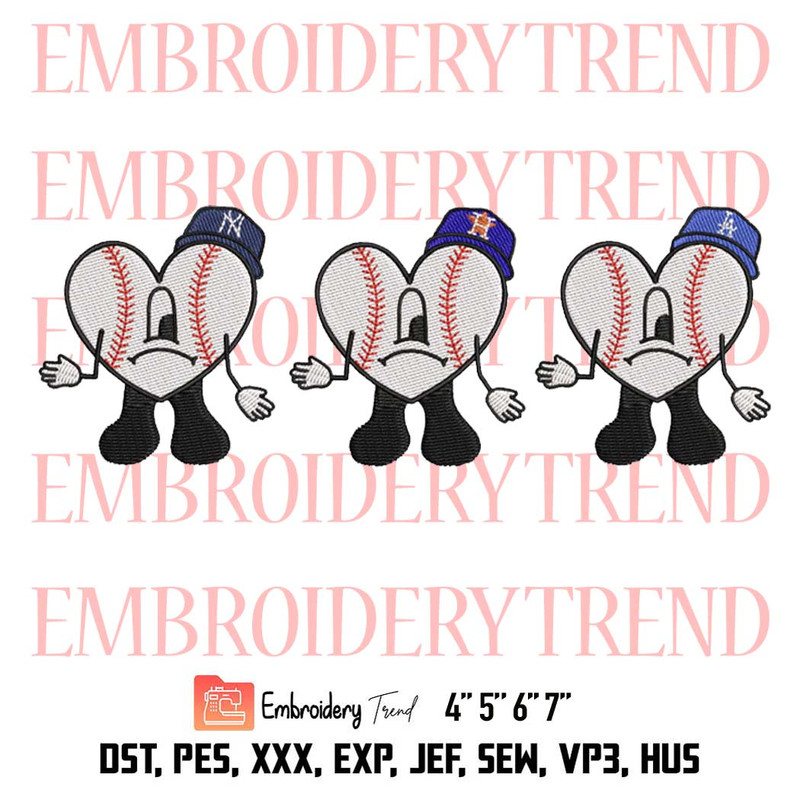 Baseball Logo MLB Bad Bunny Embroidery, Los Angeles Dodgers Embroidery, New York Yankees Embroidery, Houston Astros Embroidery, Embroidery Design File.jpg